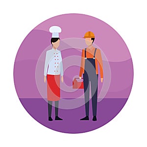 Avatar builder and chef woman standing icon