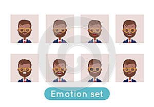 Avatar emotion set. Indian businessman