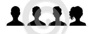 Avatar female male icon silhouette. Head profile user face anonymous person portrait illustration. Avatar circle icon