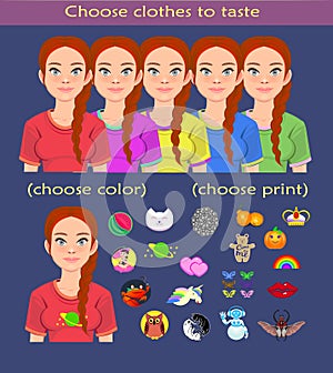 Avatar girl character creator with t-shirt print