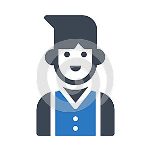 Avatar glyph colour line vector icon