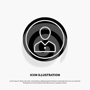Avatar, Human, Man, People, Person, Profile, User solid Glyph Icon vector
