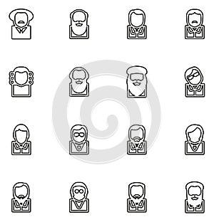 Avatar Icons Famous Scientists Thin Line Vector Illustration Set photo