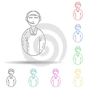 avatar male employee call center multi color style icon. Simple thin line, outline vector of avatars icons for ui and ux, website