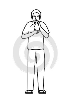 Avatar man with cold holding tissue vector design