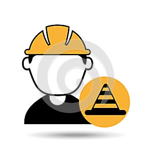 avatar man construction worker with cone warning icon