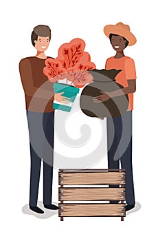 Avatar men and gardening concept vector design