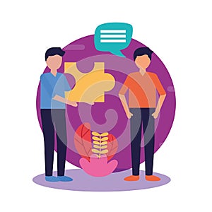 Avatar men with teamwork icon vector design