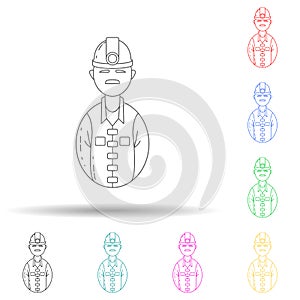 avatar miner multi color style icon. Simple thin line, outline vector of avatars icons for ui and ux, website or mobile