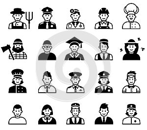 Avatar and People occupations icons. Human resources. photo