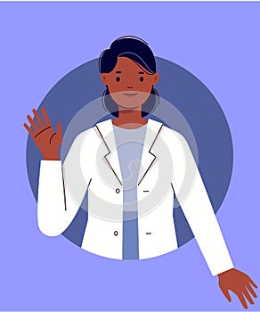 Avatar or portrait of positive black female doctor.