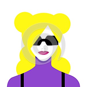 Avatar of pretty blondine. Portrait of fashionable girl. flat vector illustration