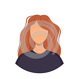 Avatar of a redhaired woman. Portrait of a young girl. Vector illustration of a face.