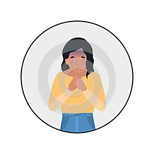 Avatar woman feeling sick dizzy and with nauseous vector design