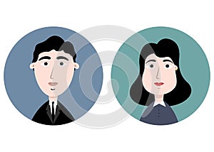 Avatars of man and woman in business suit