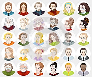Avatars - people`s faces, userpics, users.