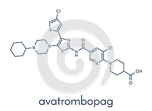 Avatrombopag thrombocytopenia drug molecule. Skeletal formula. photo