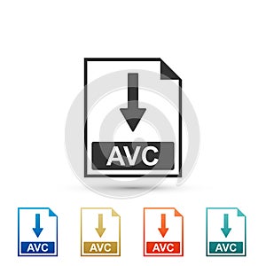 AVC file document icon. Download AVC button icon isolated on white background. Set elements in colored icons