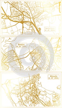 Aveiro, Almada and Agualva Cacem Portugal City Map Set