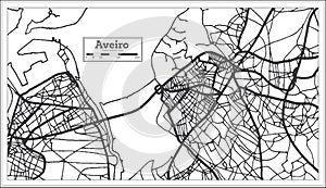 Aveiro Portugal City Map in Retro Style. Outline Map