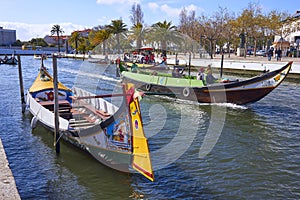 AVEIRO, PORTUGAL - MARCH 21, 2017: Vouga river with traditional boats