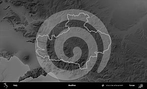Avellino outlined, Italy. Grayscale