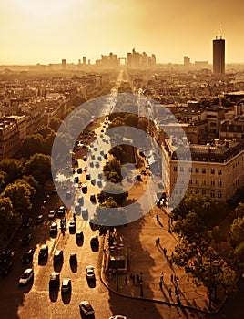 Avenue de la Grande Armee in Paris and la Defense photo