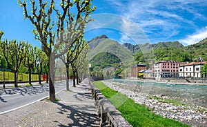 An avenue in the spring in the village of san pellegrino terme