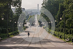 Avenue of the Virgin Mary in Czestochowa at the early morning hours