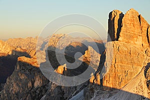 Averau Peak 2649 m in the Dolomites in an autumn sunny day.