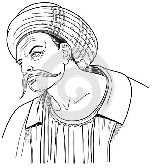 Averroes cartoon style portrait, vector photo