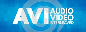 AVI - Audio Video Interleaved acronym, technology concept background photo