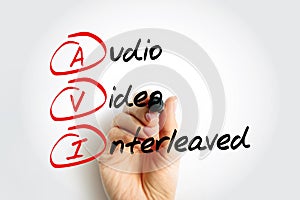 AVI - Audio Video Interleaved acronym, technology concept background photo