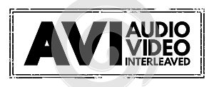 AVI - Audio Video Interleaved acronym, technology concept background photo
