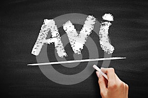 AVI - Audio Video Interleaved acronym, technology concept on blackboard photo