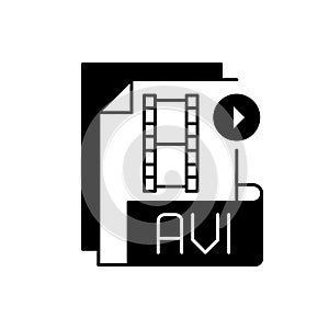 AVI file black linear icon