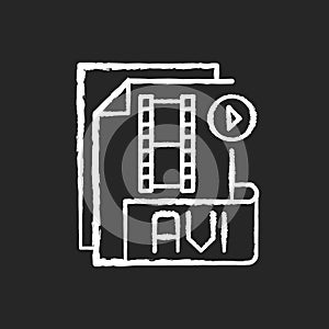 AVI file chalk white icon on black background photo