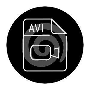 AVI file color line icon. Format and extension of documents