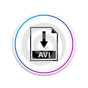 AVI file document icon. Download AVI button icon isolated on white background. Circle white button