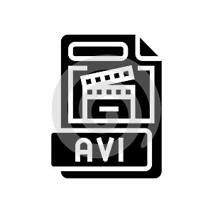avi file format document glyph icon vector illustration