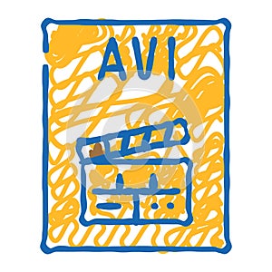 avi file format document icon doodle illustration