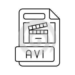 avi file format document line icon vector illustration