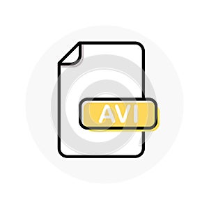 AVI file format, extension color line icon photo