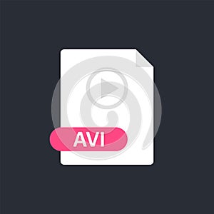 Avi file icon. Audio Video Interleave format file. Play icon. Vector