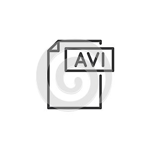 Avi format document line icon