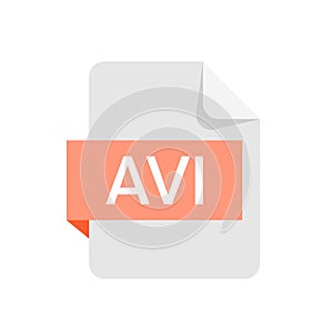 AVI format file isolated on white background.