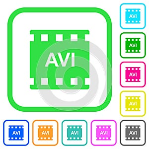 AVI movie format vivid colored flat icons