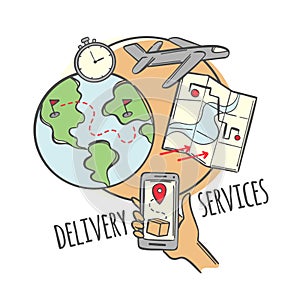 AVIA DELIVERY SERVICES Smartphone Click Vector Illustration