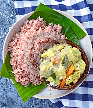 Avial and red rice for sadya