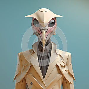 Avian Elegance: A Stylishly Detailed Artwork Of A Bird In A Suit